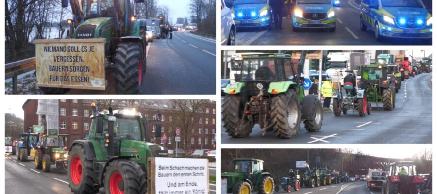 2024 01 08 – Bauern-Proteste Aktionswoche | Bauern-Blockade mit Trecker-Demo