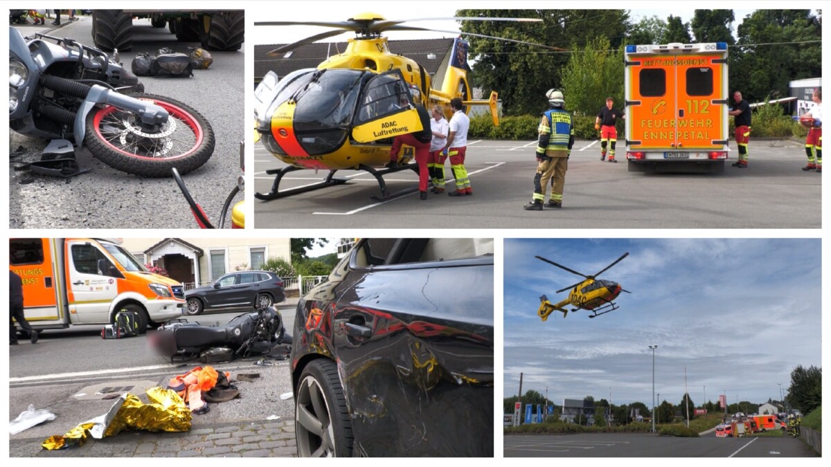 Schwerer Motorradunfall: Rettungshubschrauber – Motorradfahrer schwer verletzt