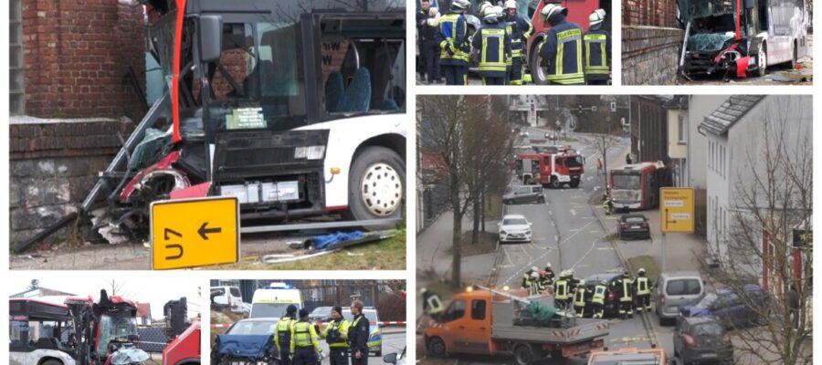 Bus-Bergung: Schwerer Unfall mit Linienbus in Hemer – 13 zum Teil Schwerstverletzte