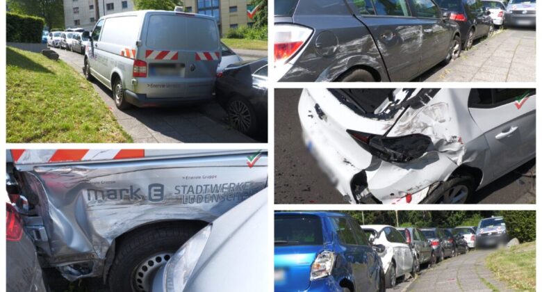 Spektakulärer Unfall in Haspe – Bulli rollt unkontrolliert 150 Meter, crasht mit 7 PKW