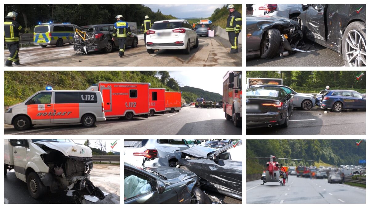 Massen-Crash auf der A1 – 14 Fahrzeuge krachen bei Starkregen ineinander – 8 Verletzte