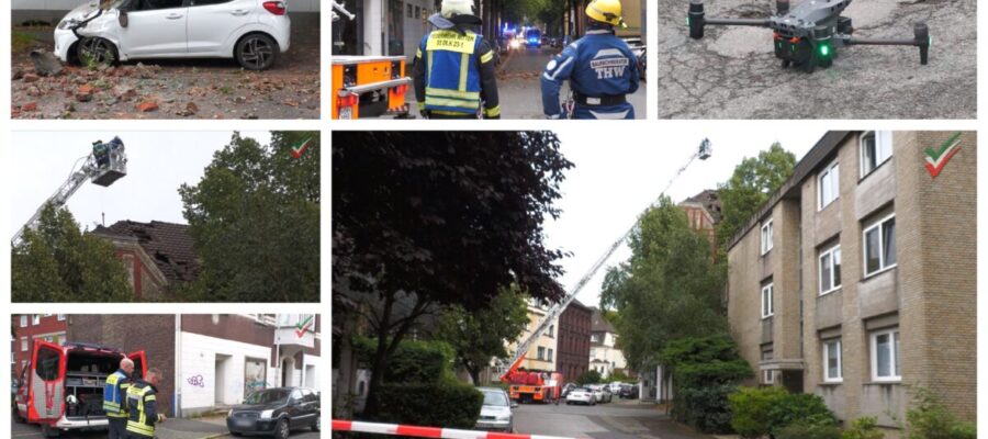 Lauter Knall in Witten: Dachpfannen & Kamin stürzen auf Straße – Auto zerstört!