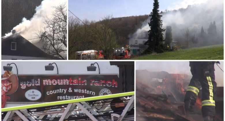 Brand in Waldgaststätte – Dachstuhl der Gold Mountain Ranch stand in Flammen