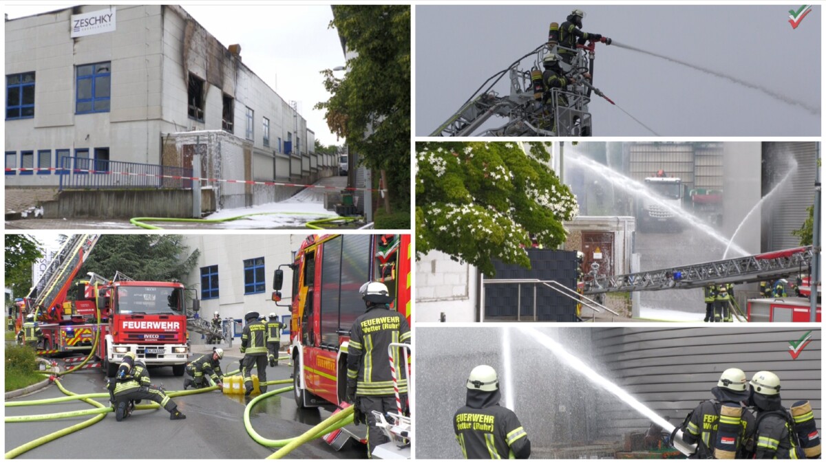 Feuerwehrgroßeinsatz bei Industriebrand in Wetter-Volmarstein – A1 zweitweise gesperrt